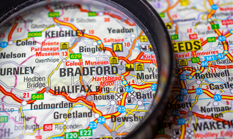 Bradford on map